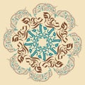 Ramadan Mubarak Madala cercle ornaments in Arabic Calligraphy manuscript text.