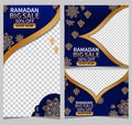 Ramadan mubarak sale banner, poster, flyer, broucher for advertisement vector in golden