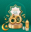 Realistic ramadan kareem with podium sale discount illustration
