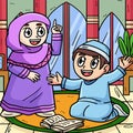 Ramadan Muslim Children Colored Cartoon