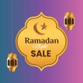 Ramadan night sale gold Islamic advertisement design graphic