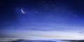 Ramadan night sky with crescent background fantasy