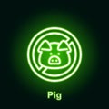 Ramadan pig outline neon icon. Element of Ramadan day illustration icon. Signs and symbols can be used for web, logo, mobile app, Royalty Free Stock Photo