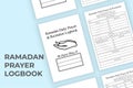 Ramadan daily planner and recitation tracker interior logbook. Muslim festival Ramadan daily activity planner and prayer tracker