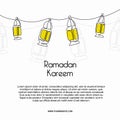 Ramadan kareem template banner design with lantern decorative continuous line drawing style Royalty Free Stock Photo