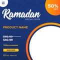 Ramadan sale banner template for social media. Islamic background template. Royalty Free Stock Photo