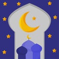 Ramadan. Silhouette of mosque. Gold stars, moon. Vector. background Ramadan Royalty Free Stock Photo