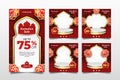 Ramadan Social Media Promotion Template with Red Crystal Ornaments