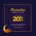 Ramadan special sale up to 20% off banner poster promotion background template design