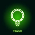 Ramadan tasbih outline neon icon. Element of Ramadan day illustration icon. Signs and symbols can be used for web, logo, mobile Royalty Free Stock Photo