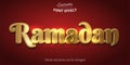 Ramadan text effect, shiny gold alphabet style