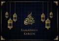 Ramadan vector background. Design arabian gold vintage lantern, golden crescent moon Royalty Free Stock Photo