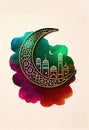 ramadan watercolor background, ai generation