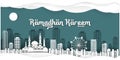 ramadhan background papercut style wity city landscape vector design