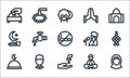 Ramadhan line icons. linear set. quality vector line set such as avatar, wudhu, mosque, reading, man avatar, fasting, adzan, hand