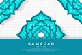 Ramadhan-themed design with Tosca green flower ornaments, suitable for Ramadan-themed backgrounds, web, textures, greeting cards,