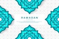 Ramadhan-themed design with Tosca green flower ornaments, suitable for Ramadan-themed backgrounds, web, textures, greeting cards,