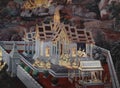 The Ramakien Ramayana mural paintings along the galleries of the Temple of the Emerald Buddha, grand palace or wat phra kaew