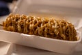 Raman corndog with toppings
