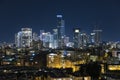 The Ramat Gan And Givatayim City Skyline, Ramat Gan Cityscape at Night, Israel Royalty Free Stock Photo