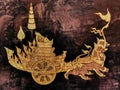 Ramayana mural paintings of , alien battles gods and chimera on walls of kings palace Bangkok, Thailand
