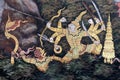 The ramayana painting in public temple in thailand