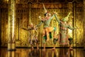 Ramayana story. The battle of Rama. Thailand Dancing in masked perform a Thai traditional masked ballet Khon. Thai culture Royalty Free Stock Photo