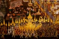 Ramayana wall art oil painting by unidentified artists in the Grand Palace of Bangkok city in Thailand