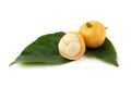 Rambeh tropical fruit with leaf isolated on white background Royalty Free Stock Photo