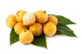 Rambeh tropical fruit with leaf isolated on white background Royalty Free Stock Photo