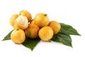 Rambeh tropical fruit with leaf isolated on white background Royalty Free Stock Photo