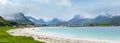 Ramberg beach summer cloudy view (Norway, Lofoten