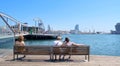 Rambla de Mar and Port Vell in Barcelona, Spain Royalty Free Stock Photo