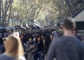 Ramblas of Barcelona full of people walking