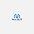 Ramble simple mountain symbol with letter R logo