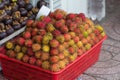 Rambutan fruit on street market Royalty Free Stock Photo
