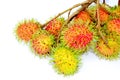 Close up ripe Rambutans on white background