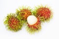 Ripe rambutan fruit sweet delicious. isolated on a white background