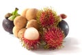 Rambutan and Longkong with mangosteen are fruit southern asian f Royalty Free Stock Photo