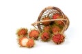 Rambutan or nephelium lappaceum fruits isolated on white background Royalty Free Stock Photo