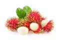 Rambutan sweet delicious fruit with leaf  isolated on white background Royalty Free Stock Photo