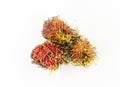 Rambutan three exotic fruit with long mustache shoots, mature fruit with sweet stuffing