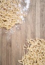 Ramen, chinese vermicelli on wooden background