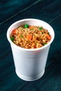 Ramen cup. Instant noodles in a plastic cup Royalty Free Stock Photo