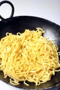 Ramen egg noodles iron wok Royalty Free Stock Photo