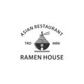 Ramen house vintage logo template. Japanese ramen noodles restaurant logo template