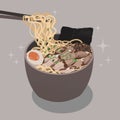 Ramen Japanese Food Flat Design Illustration