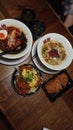 Ramen, katsu and ocha shot from high angle view Royalty Free Stock Photo