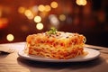 Ramen Lasagna topped with melted cheese and Balognese sauce, a modern trend. Delicious and satisfying lunch and dinner.