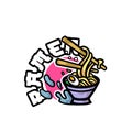 Cute ramen mascot logo design